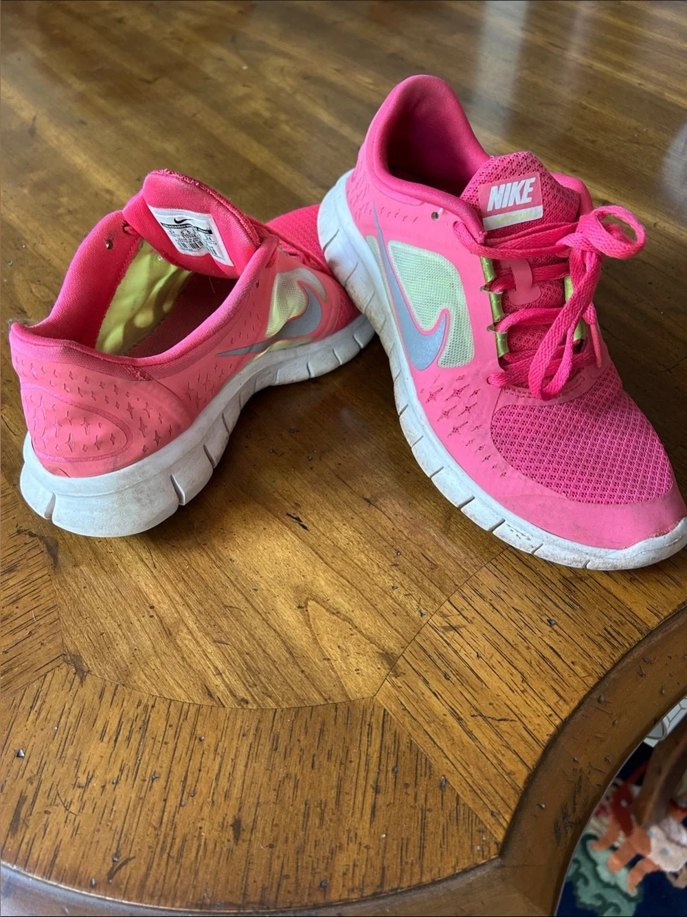 Nike Women's Bright Pink Athletic Running Shoes with Lime Accents